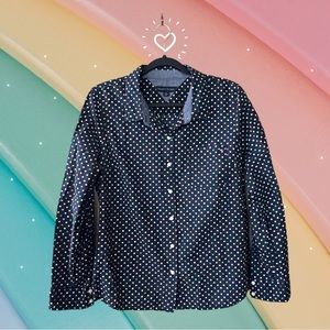 Tommy Hilfiger Ladies Navy Polka Dot Shirt sz L